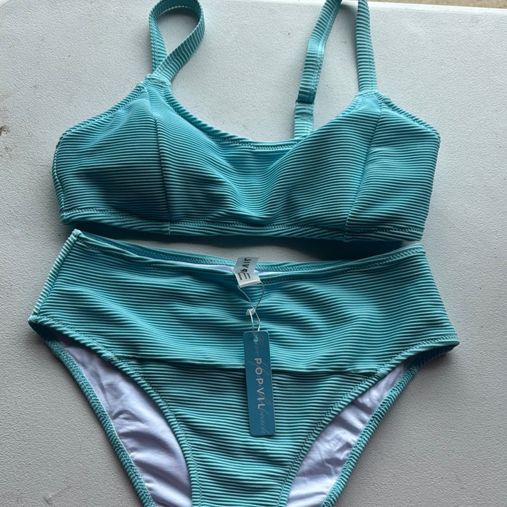 Ocean Blue High-Waisted Bikini Set